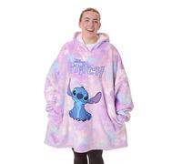 Disney Lilo & Stitch Couverture portable pour femme | Dames Aquarelle Violet &Bleu Brodé Caractère Polaire Sweat à capuche | Pull à capuche confortable et lourd | Cadeau de marchandise de film