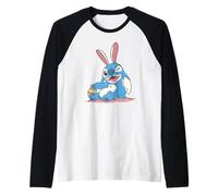 Disney Lilo & Stitch Easter Cute Stitch Bunny Big Chest Logo Manche Raglan