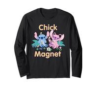 Disney Lilo & Stitch Easter Stitch & Angel Chick Magnet Cute Manche Longue, Unisexe pour adultes, Noir, L