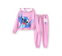 Disney Lilo & Stitch Ensemble 2 pièces sweat à capuche et pantalon à manches longues pour fille, Rose-violet-1, 11-12 Years