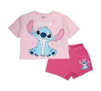 Disney LILO & STITCH, Ensemble 2 Pièces, T Shirt + Short, Enfants, (2 à 8 Ans), Mixte, Garçon, Fille, Doux, Mignon, Chaud, T Shirt, Short, Modèle DIS LIS 5204C385 S1-8A, ROSE