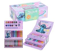 Disney Lilo & Stitch Ensemble d'art pour enfants - Kit scolaire complet | Mallette de papeterie de 52 pièces (27,7 x 14 x 12,7 cm) avec stylos de couleur, crayons, crayons et plus encore | Valise de