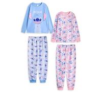Disney Lilo & Stitch Ensemble de Pyjama pour Filles Pack de 2 | Vêtements de Nuit Bleus et Roses Stitch & Angel Graphic All Over Print | Haut à Manches Longues et Bas de Pyjama à Jambes Longues