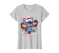 Disney Lilo & Stitch Esprit de Noël T-Shirt, Femme, Argent, XL