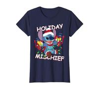 Disney Lilo & Stitch Esprit de Noël T-Shirt, Femme, Bleu Marine, 3XL