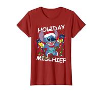 Disney Lilo & Stitch Esprit de Noël T-Shirt, Femme, Canneberge, 3XL