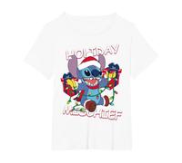 Disney Lilo & Stitch Esprit de Noël T-Shirt, Femme Grandes tailles, Blanc, 3X