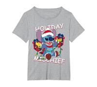 Disney Lilo & Stitch Esprit de Noël T-Shirt, Femme Grandes tailles, Gris Chiné, 6X