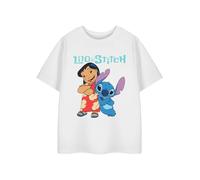 Disney Lilo & Stitch Filles Blanc T-Shirt Graphique à Manches Courtes | T-Shirts pour Enfants | Impression de caractères Stitch