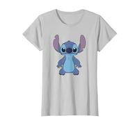 Disney Lilo & Stitch Full Body Frontal View Cute Portrait T-Shirt, Femme, Argent, L