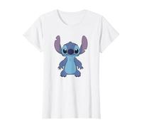 Disney Lilo & Stitch Full Body Frontal View Cute Portrait T-Shirt, Femme, Blanc, M