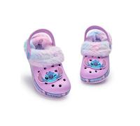 Disney Lilo & Stitch Girls Sabots | Slip-Ons en Caoutchouc pour Enfants avec breloque de Personnage Stitch en Violet | Sandales doublées de Fourrure pour Enfants avec Bride de Talon et imprimé Fleur