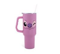 Disney - Lilo & Stitch - Gobelet de voyage en acier inoxydable avec poignée, couvercle étanche et paille réutilisable - Capacité : 1,2 l