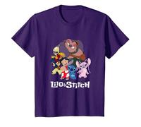 Disney Lilo & Stitch Group Shot Ohana Portrait T-Shirt, Enfant, Violet, 10 ans