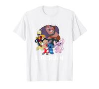 Disney Lilo & Stitch Group Shot Ohana Portrait T-Shirt, Homme, Blanc, L