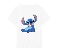 Disney Lilo & Stitch Happy Mood Good Alien Pose Logo T-Shirt, Femme Grandes tailles, Blanc, 4X