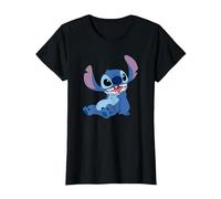 Disney Lilo & Stitch Happy Mood Good Alien Pose Logo T-Shirt, Femme, Noir, M