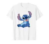 Disney Lilo & Stitch Happy Mood Good Alien Pose Logo T-Shirt, Homme, Blanc, L