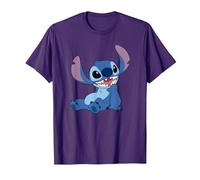 Disney Lilo & Stitch Happy Mood Good Alien Pose Logo T-Shirt, Homme, Violet, XL