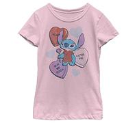 Disney Lilo & Stitch Heart Pizza Girl's Solid Crew Thé Rose Clair Taille XS, Rosa, XS