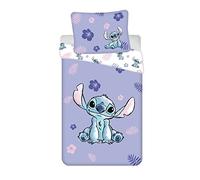 Housse de couette enfant 140x200 cm et taie d'oreiller 70x90cm | Parure de lit Stitch disney pour lit 1 Place 100% coton