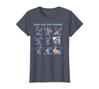 Disney Lilo & Stitch How Are You Feeling T-Shirt, Femme, Bleu Chiné, M