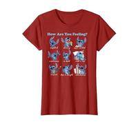 Disney Lilo & Stitch How Are You Feeling T-Shirt, Femme, Canneberge, XL