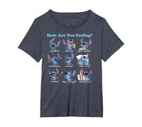 Disney Lilo & Stitch How Are You Feeling T-Shirt, Femme Grandes tailles, Bleu Chiné, 5X