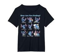 Disney Lilo & Stitch How Are You Feeling T-Shirt, Femme Grandes tailles, Noir, 1X