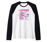 Disney Lilo & Stitch Literally An Angel Colorful Chest Logo Manche Raglan