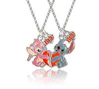 Disney Lilo & Stitch Lot de 2 colliers BFF pour filles - Colliers Best Friends avec breloque BFF & Stitch - Licence officielle, Mode, Pas de gemme