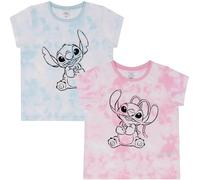 Disney Lilo & Stitch Lot de 2 t-Shirts pour Fille Motif Ange 100% Coton, Lot de 2, 7-8 Ans