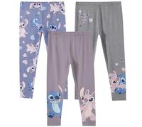 Disney Lilo & Stitch Lot de 3 leggings et pantalons pour filles pour petits et grands enfants, gris/violet, 6