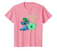 Disney Lilo & Stitch Lucky Me Stitch St Patrick’s Day T-Shirt, Enfant, Rose, 8 ans