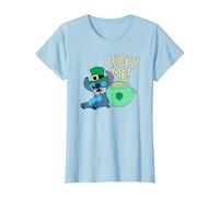 Disney Lilo & Stitch Lucky Me Stitch St Patrick’s Day T-Shirt, Femme, Bleu Céleste, S