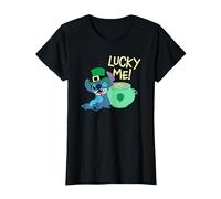 Disney Lilo & Stitch Lucky Me Stitch St Patrick’s Day T-Shirt, Femme, Noir, XS