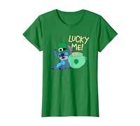 Disney Lilo & Stitch Lucky Me Stitch St Patrick’s Day T-Shirt, Femme, Vert Kelly, L