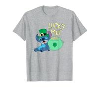 Disney Lilo & Stitch Lucky Me Stitch St Patrick’s Day T-Shirt, Homme, Gris Chiné, M