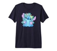 Disney Lilo & Stitch Ohana Adorable Pose Floral Logo T-shirt haut de gamme