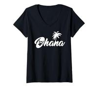 Disney Lilo & Stitch Ohana Stitch Silhouette T-Shirt avec Col en V