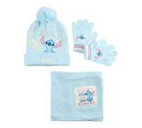 Disney Lilo & Stitch, Pack Bonnet + Gants + Écharpe, Enfant, Extensible (1 à 12 Ans), Doux, Mignon, Chaud, Chapeaux, Fille, Garçon, Modèle DIS LIS 5238D086 S1-TU
