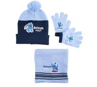 Disney Lilo & Stitch, Pack Bonnet + Gants + Écharpe, Enfant, Extensible (1 à 12 Ans), Doux, Mignon, Chaud, Chapeaux, Fille, Garçon, Modèle DIS LIS 5238D096 S1-TU