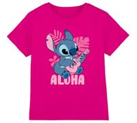 Disney Lilo & Stitch Palm Beach Aloha Girls T Shirt, Fuchsia, 7-8 Ans Fille