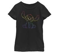 Disney Lilo & Stitch Pride Stitch Girl's Solid Crew Tee, Black, Large