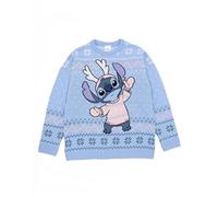 Disney Lilo & Stitch Pull de Noël tricoté Bleu pour Femme - Pull de Vacances - Cadeau Parfait pour la Saison des fêtes - Magie d'hiver