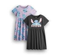 Disney Lilo & Stitch Robe Fille Pack de 2 | Robes d'été à Manches Courtes Gris foncé et Lavande Graphic Daywear | Stitch Alien Ensemble de vêtements Multi-Pack Mignon | Coffret Cadeau d'articles