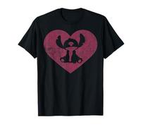 Disney Lilo & Stitch Saint Valentin Stitch Heart Silhouette T-Shirt