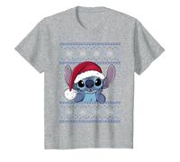 Disney Lilo & Stitch Santa Hat Stitch Ugly Sweater Style T-Shirt, Enfant, Gris Chiné, 6 ans