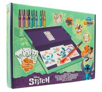 Disney Lilo & Stitch - Spray Pen Set Desktop Box (ST23368) - Kit de Stylos Pulvérisateurs pour Colorier et Dessiner - 12 Stylos et 16 Pochoirs pour Créer des Couleurs et des Dessins Uniques