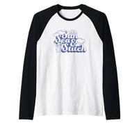 Disney Lilo & Stitch Sun Sea & Stitch Vintage Big Chest Logo Manche Raglan